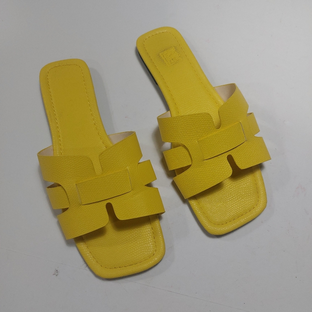 Women's Vibrant Yellow Slide Sandals Size 43